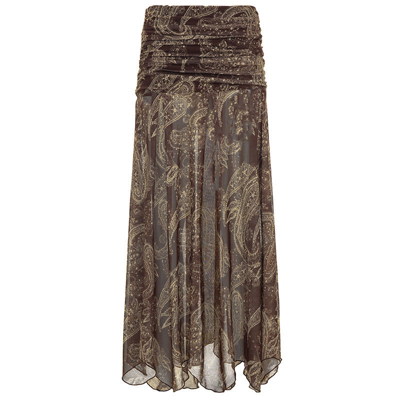 Dame skirt with asymmetrical hem and paisley pattern Skovae