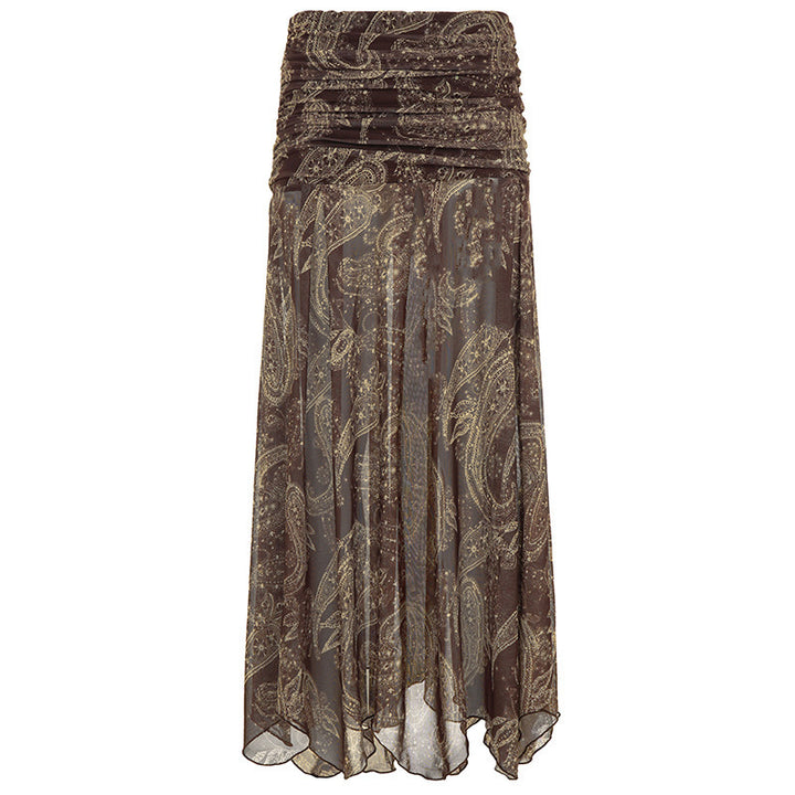 Dame skirt with asymmetrical hem and paisley pattern Skovae