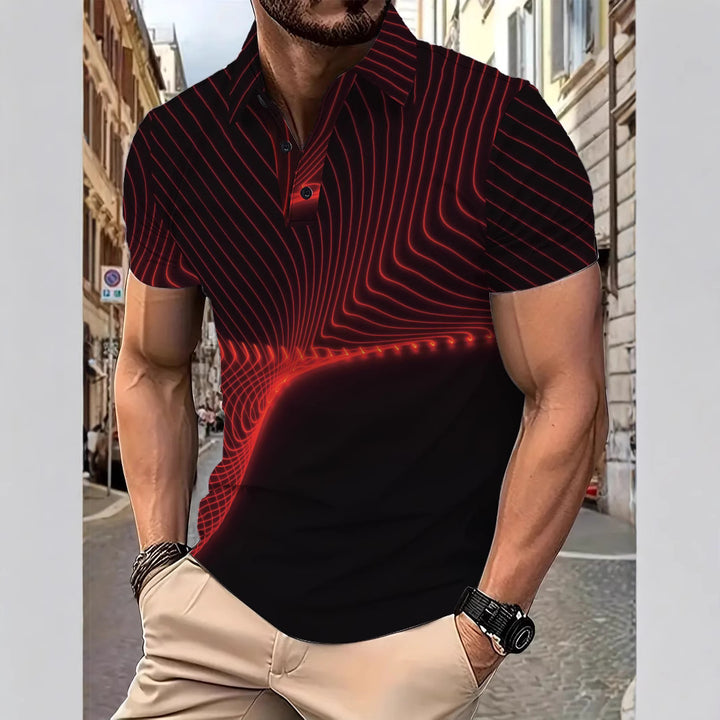 Herrer Poloshirt med moderne Neonlinje-design Stilla