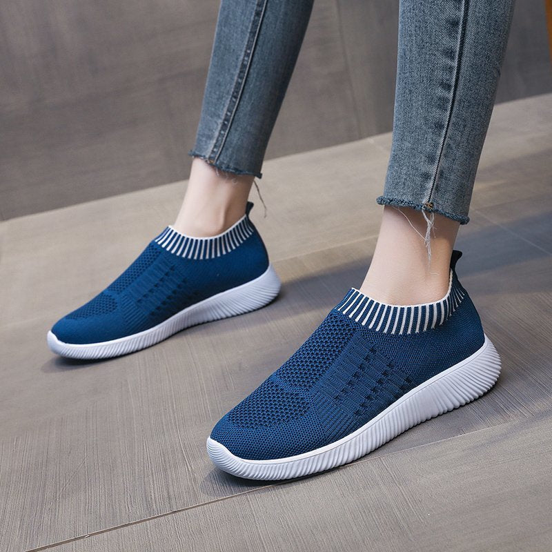 Dame åndbare Slip-On sneakers med elastisk strik-overdel Stilla