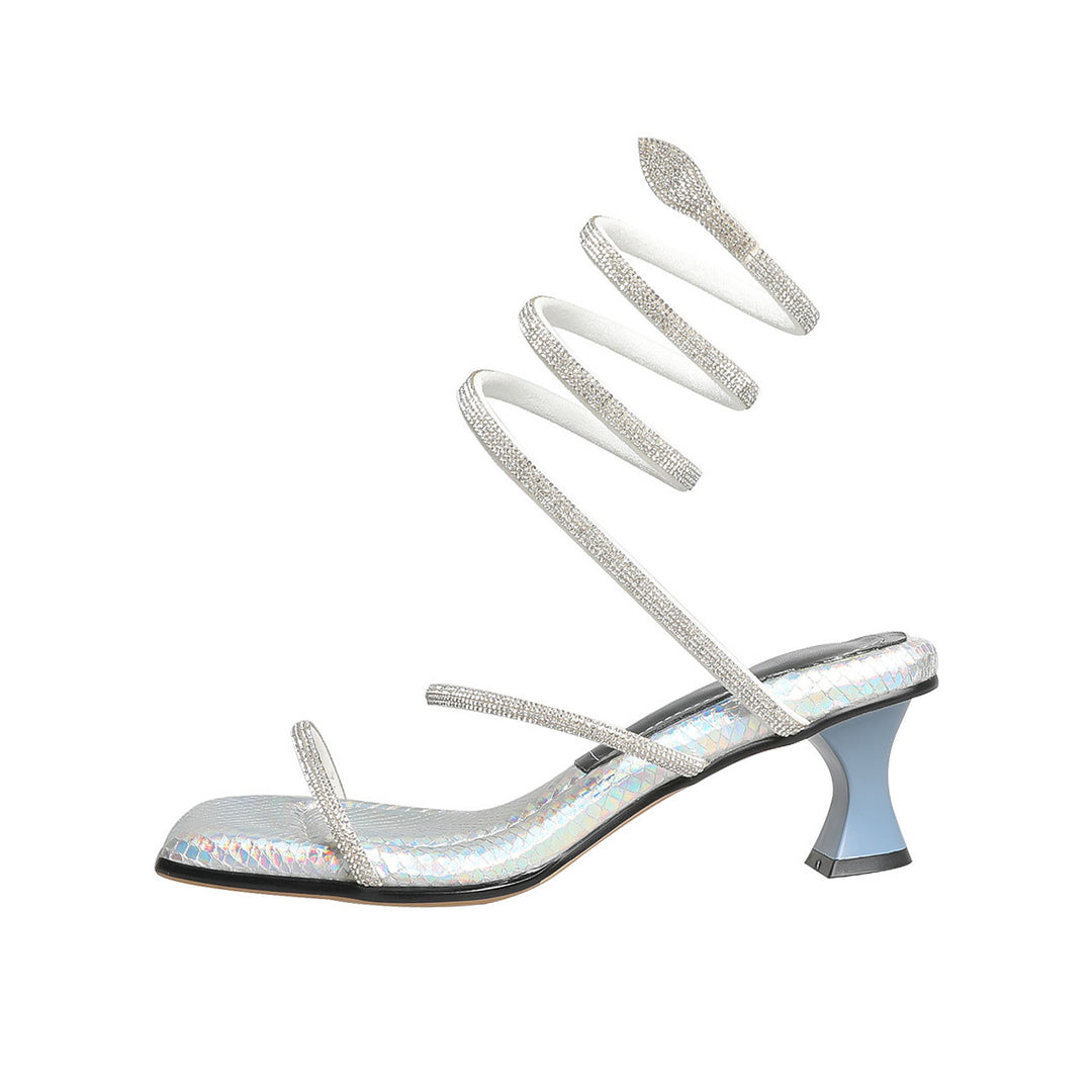 Femme Elegante Anklerem Blokhæl Sandaler Stilla