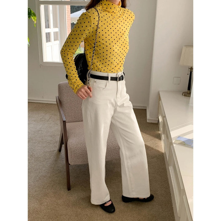 Kvinders Langærmet Polka Dots Turtleneck Stilla