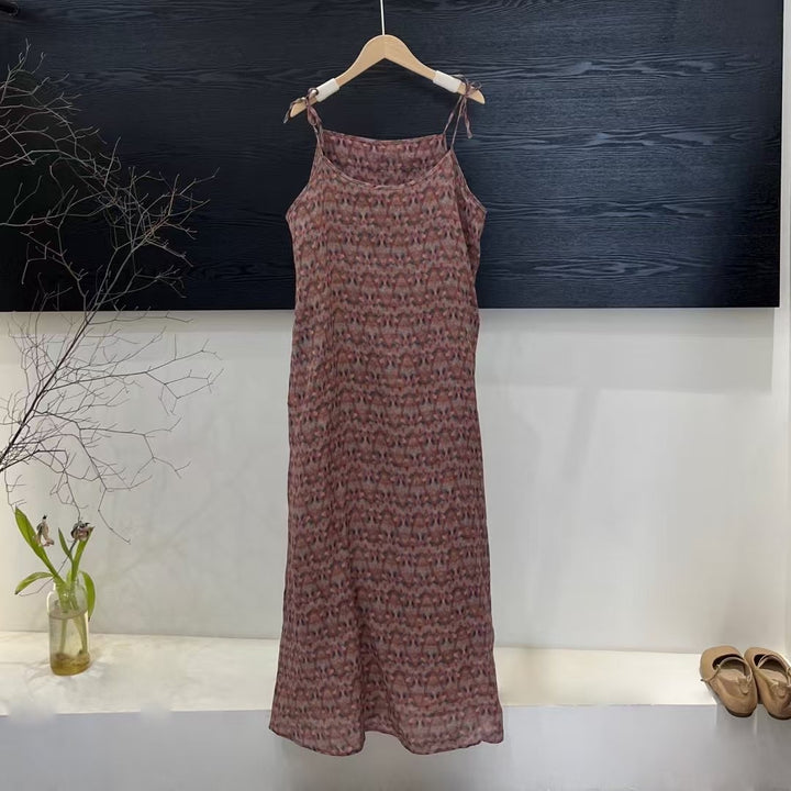 Femme Bohemisk Stil Maxi Kjole med justerbare stropper Stilla