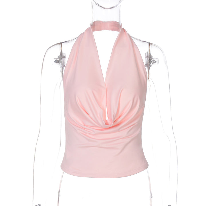 Damer Elegant Højhalset Top med Drapering Skovae