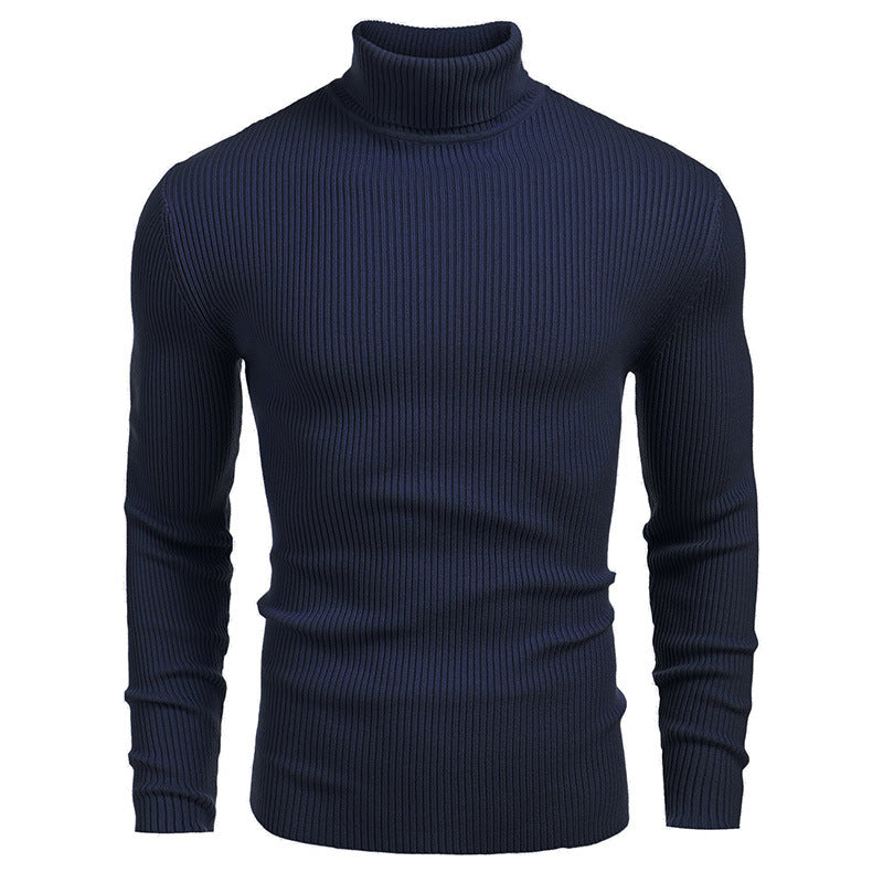 Herrer finstrikket pullover med høj krave og ribstruktur Stilla