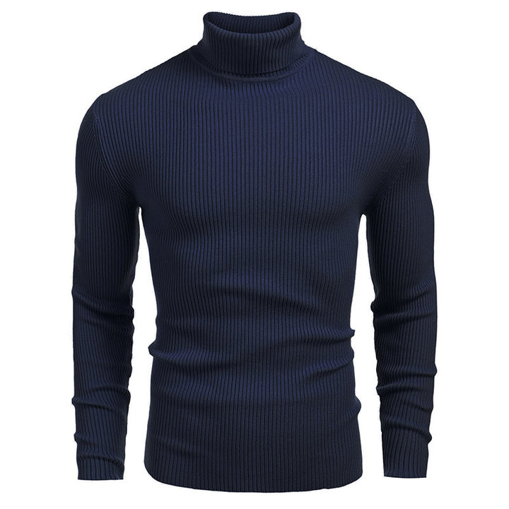 Herrer finstrikket pullover med høj krave og ribstruktur Stilla
