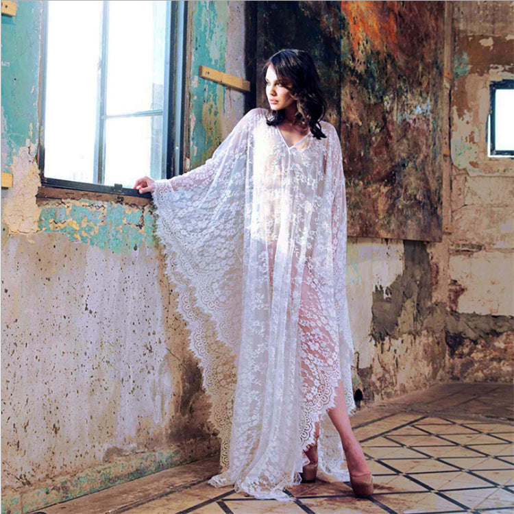 Dame Elegant Spids-Kimono med glitrende dekorationer Stilla
