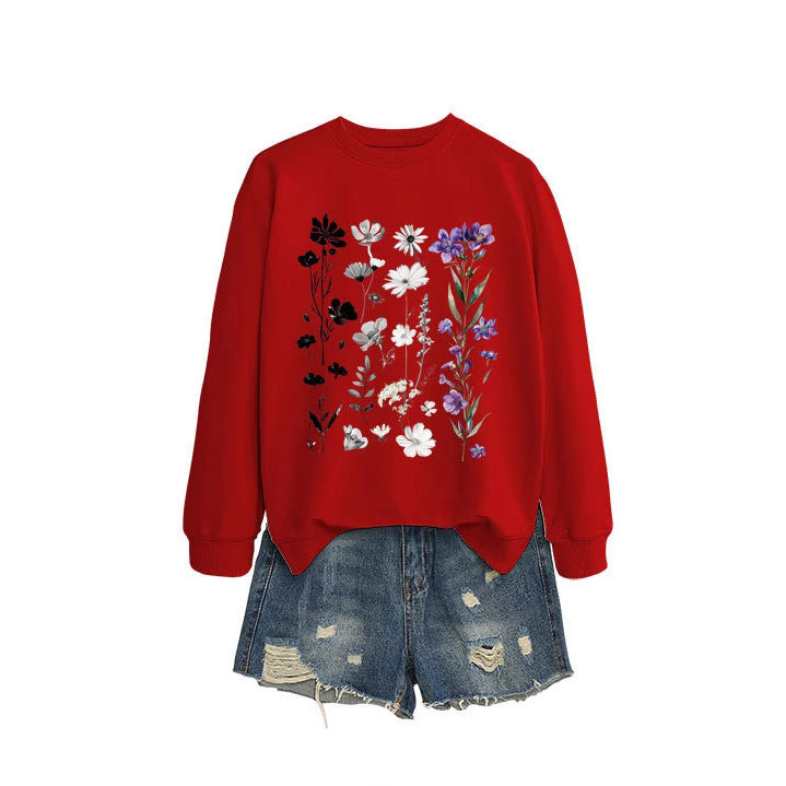 Kvinders sweatshirt med blomster grafikdesign og blødt inderfor Stilla