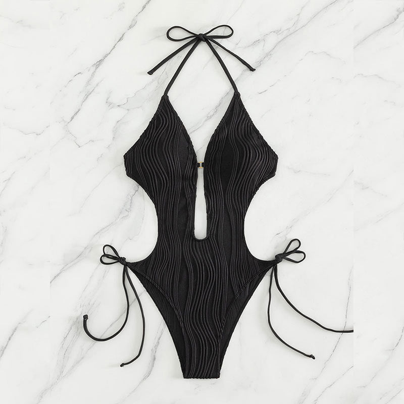 Dame Én Pieces Badedragt med moderne Cut-Out og elastisk Vickeldetalje Skovae