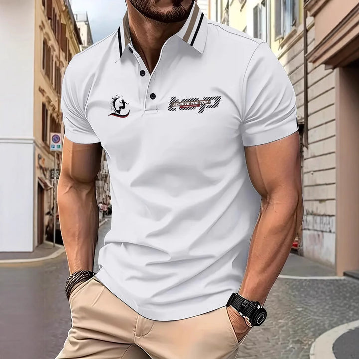 Herrer Poloshirt med sporty logo og moderne krave Stilla