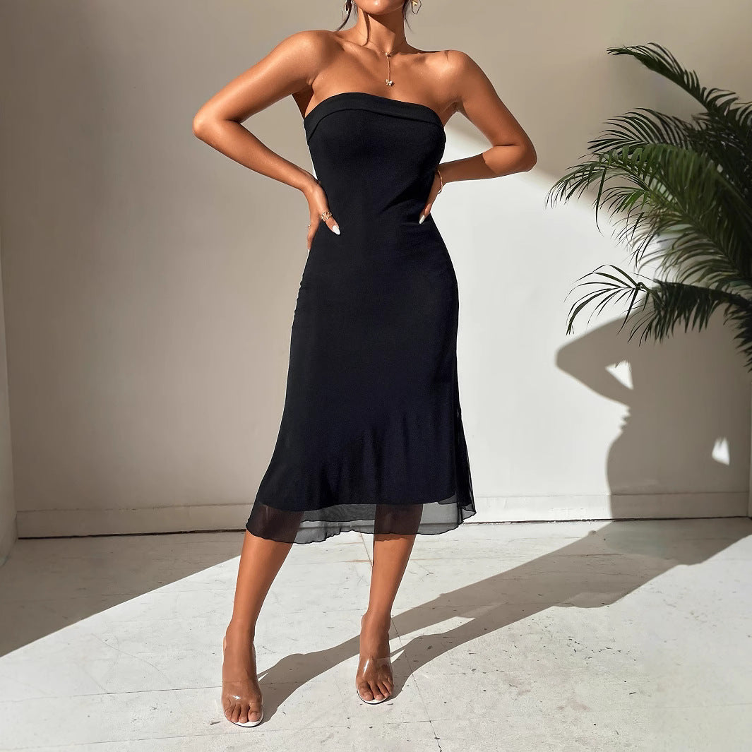 Dame Midi-kjole med smal pasform og elegant bustier-look Stilla
