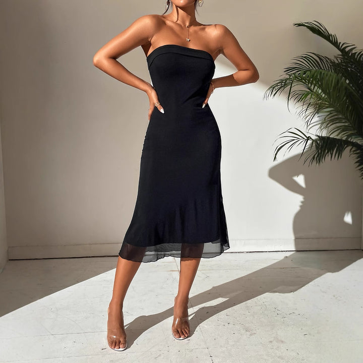 Dame Midi-kjole med smal pasform og elegant bustier-look Stilla