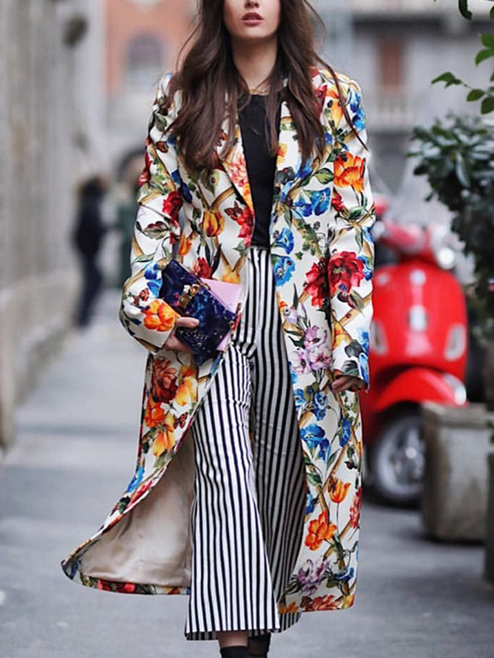 Dame Floral-Chic Langblazer Stilla