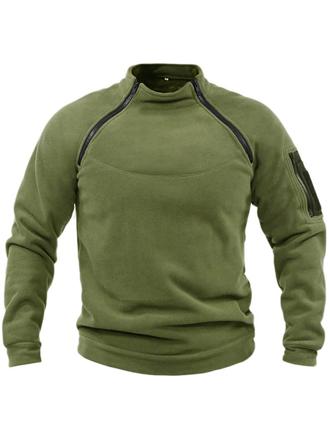 Herrer fleece-pullover med moderne ståkrave og praktiske lynlåslommer Stilla