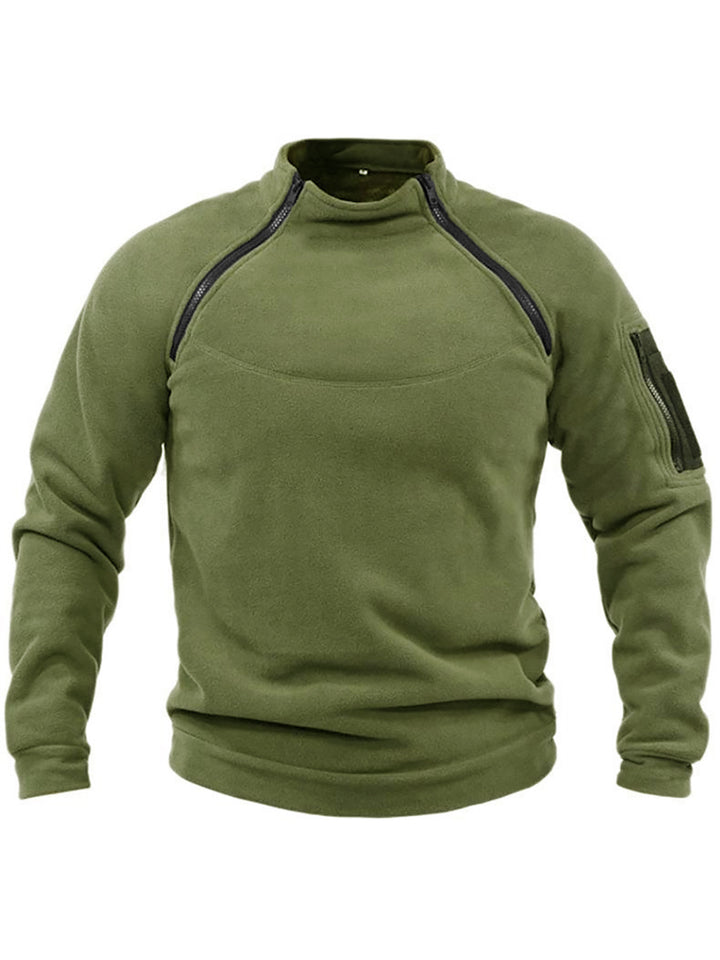 Herrer fleece-pullover med moderne ståkrave og praktiske lynlåslommer Stilla