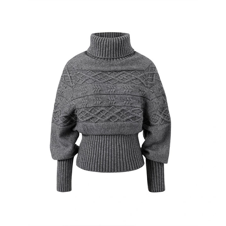 Kvindernes oversized striktrøje med høj krave og struktureret design Stilla