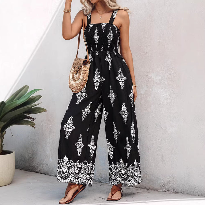 Dame Viddebundet Jumpsuit med elastisk Overdel og praktiske Lommer Skovae