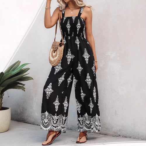 Dame Viddebundet Jumpsuit med elastisk Overdel og praktiske Lommer Skovae