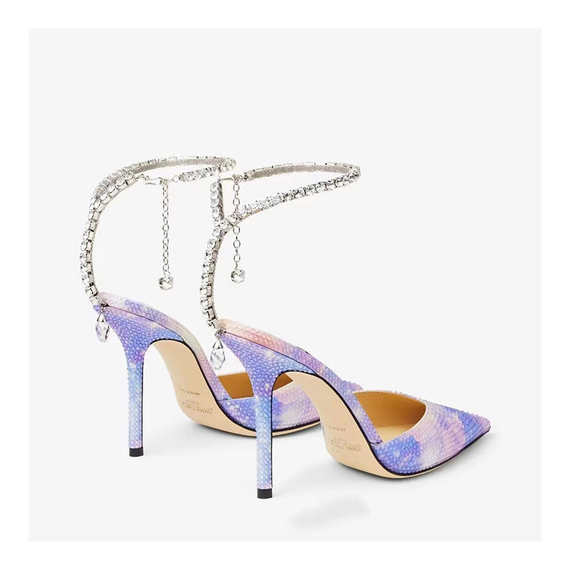 Femme Dazzling Strappy Højhælede Mules med Krystalaccenter Stilla