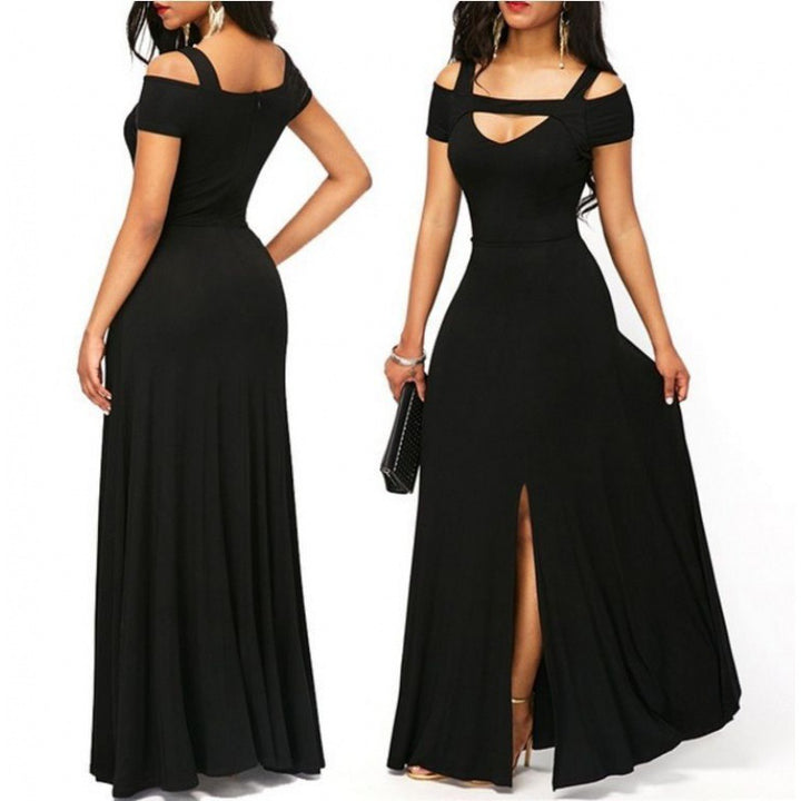 Kvinders maxikjole med off-shoulder design og elegant slids Stilla