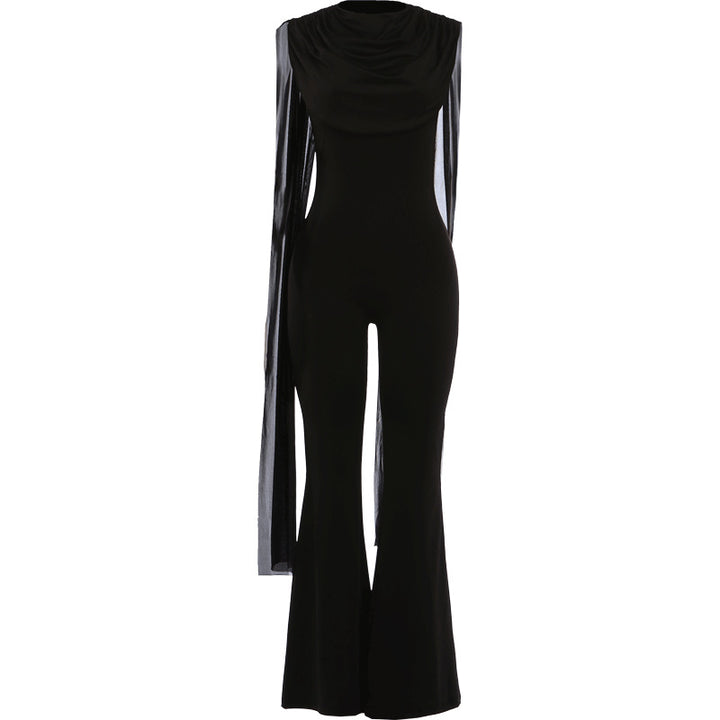 Dame Elegant Jumpsuit med Drapering og bred Benføring Skovae