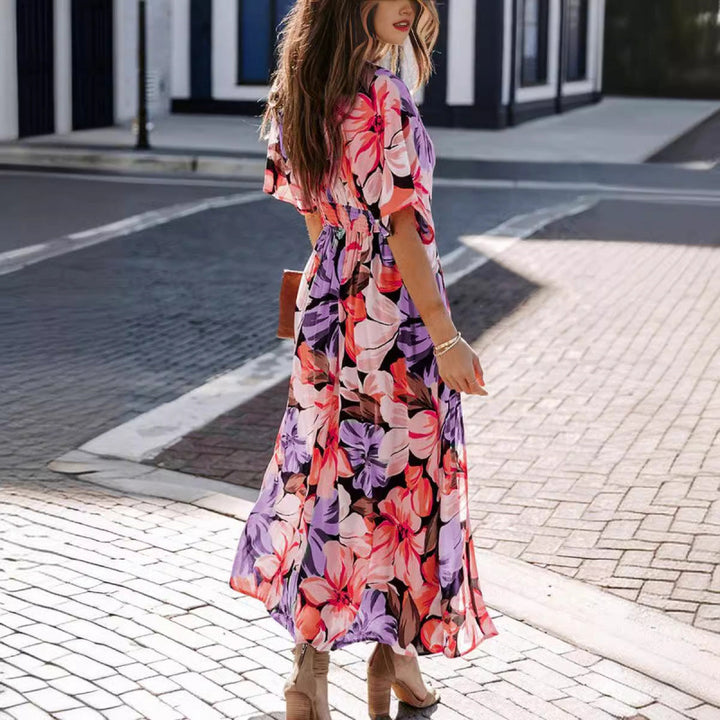 Dame Floral Print Maxi Kjole med side slidsdetalje Stilla
