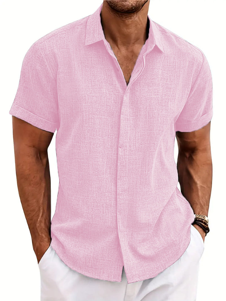Herrer Kortærmet Struktur Skjorte med Knapper Stilla