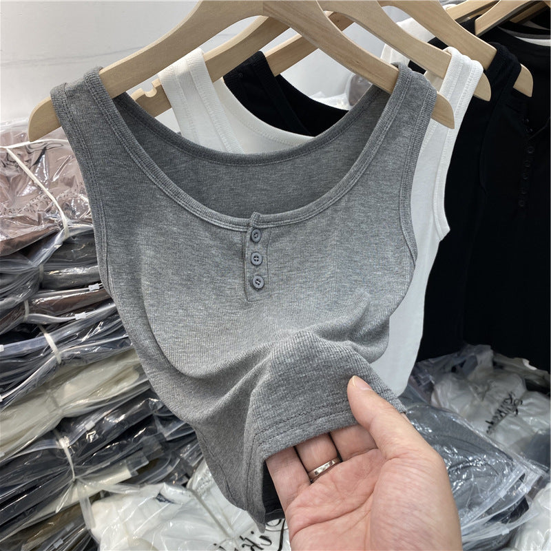 Femme Soft Ribbet Knap-Ned Tanktop Stilla