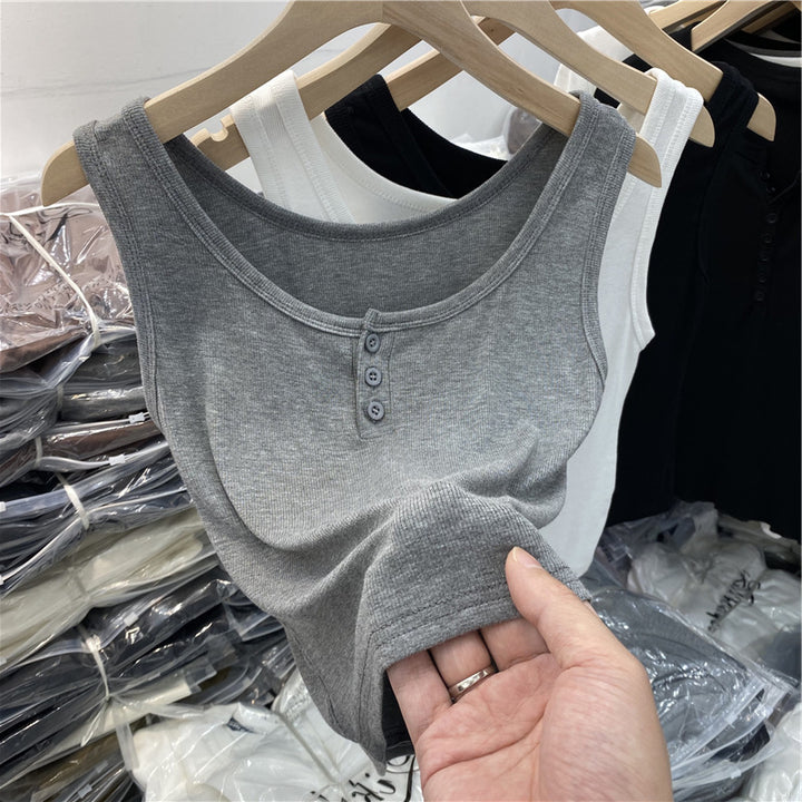 Femme Soft Ribbet Knap-Ned Tanktop Stilla