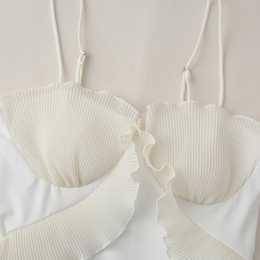 Femme Rynke Midi Slip Kjole med justerbare stropper Stilla