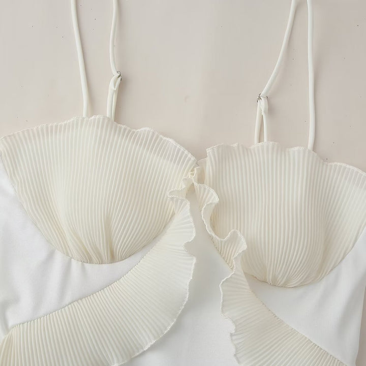 Femme Rynke Midi Slip Kjole med justerbare stropper Stilla