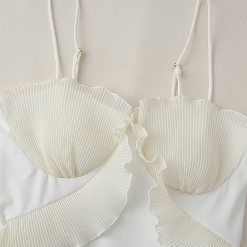 Femme Rynke Midi Slip Kjole med justerbare stropper Stilla