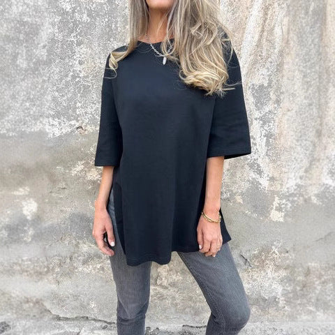 Dame Oversized T-shirt med dekorativ søm og løs pasform Stilla