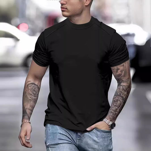 Herren mode T-shirt med struktureret skulderparti Stilla