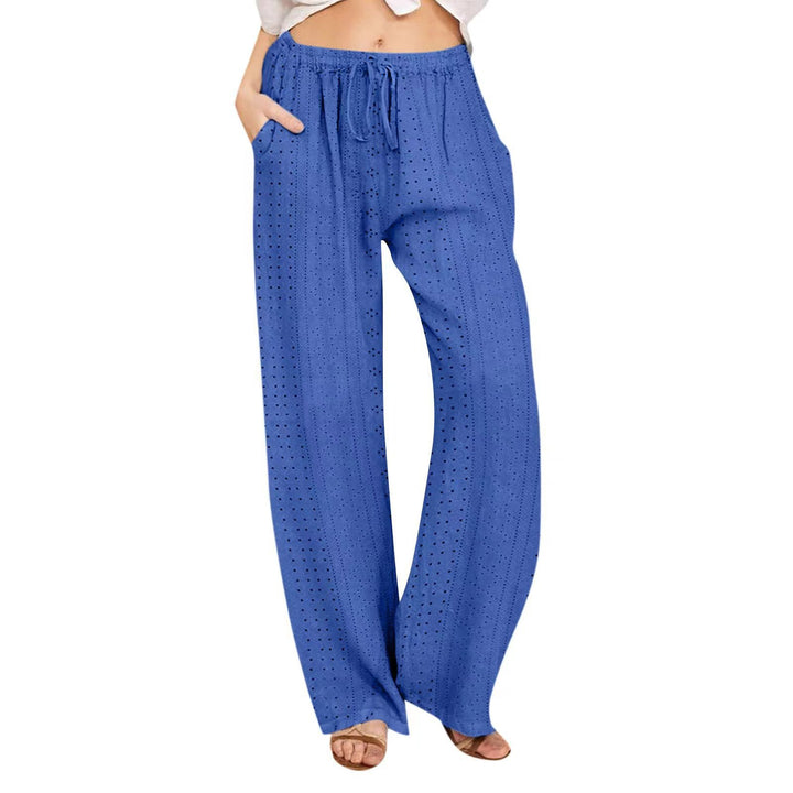 Dame Bred High-Waist-Bukser med luftig struktur Stilla