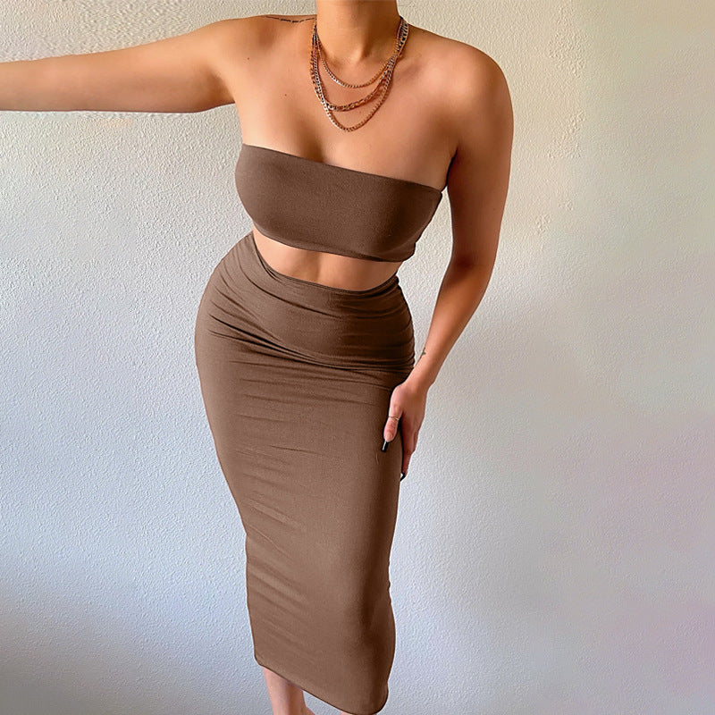 Dame Crop-Top og Midi-Nederdel Sæt med figursyet Design Stilla