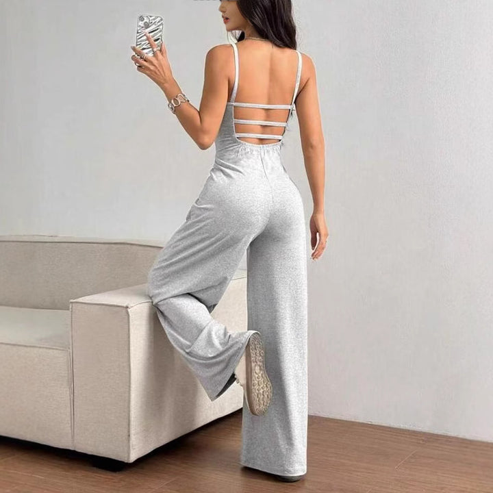 Dame Elegant Jumpsuit med bredde ben og flatterende top Skovae