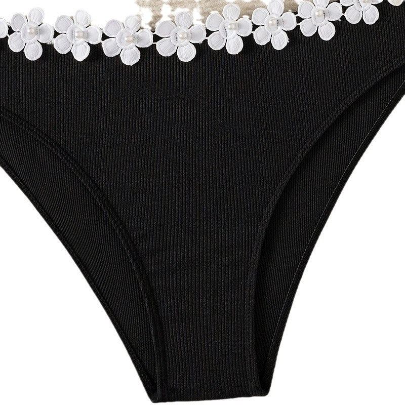 Femme Høj Talje Floral Dekoreret Bikini-Bund Stilla