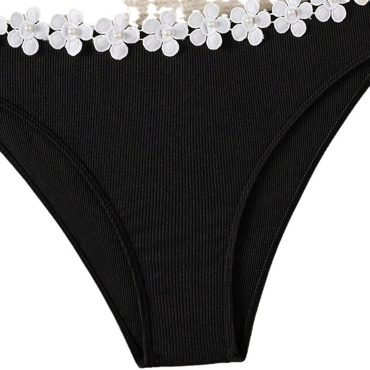 Femme Høj Talje Floral Dekoreret Bikini-Bund Stilla