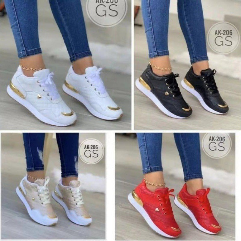 Dame sporty sneakers med elegant guldaccent og åndbart overmateriale Stilla