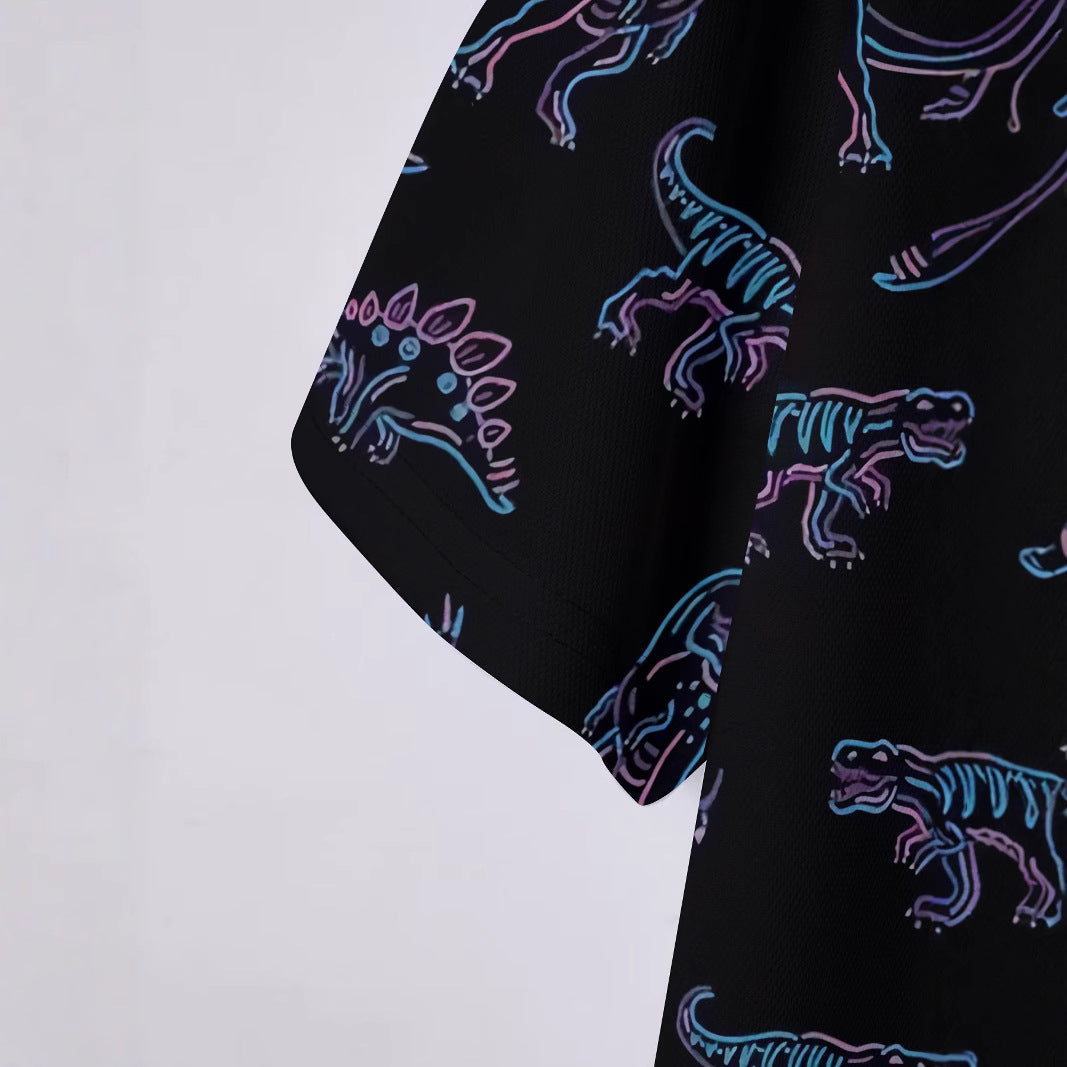 Herrer Poloshirt med kreativ dinosaurtryk Stilla