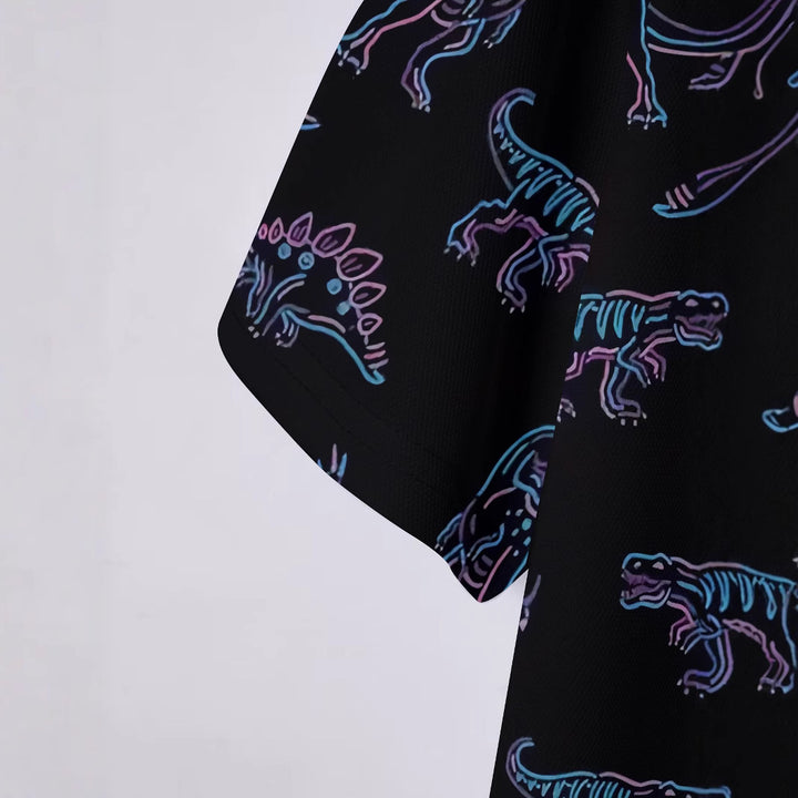 Herrer Poloshirt med kreativ dinosaurtryk Stilla