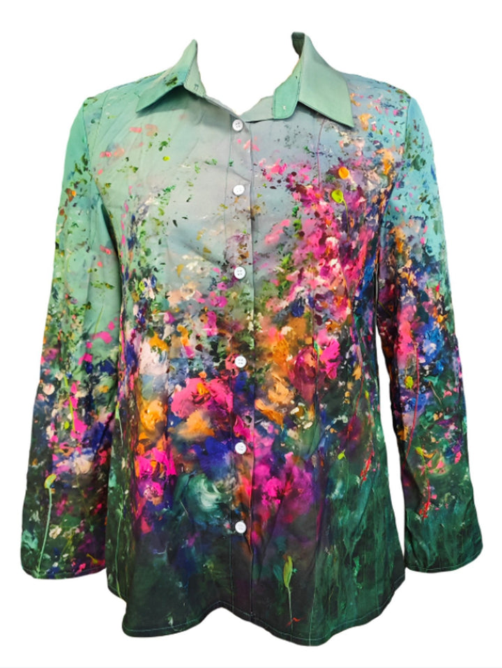 Damebluse med floralt tryk og afslappet snit Stilla