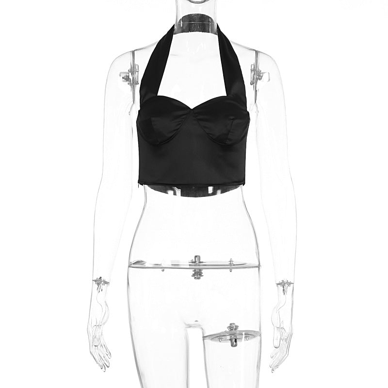 Damer Stilet Cropped Top med Halterhals og Bøjler Skovae