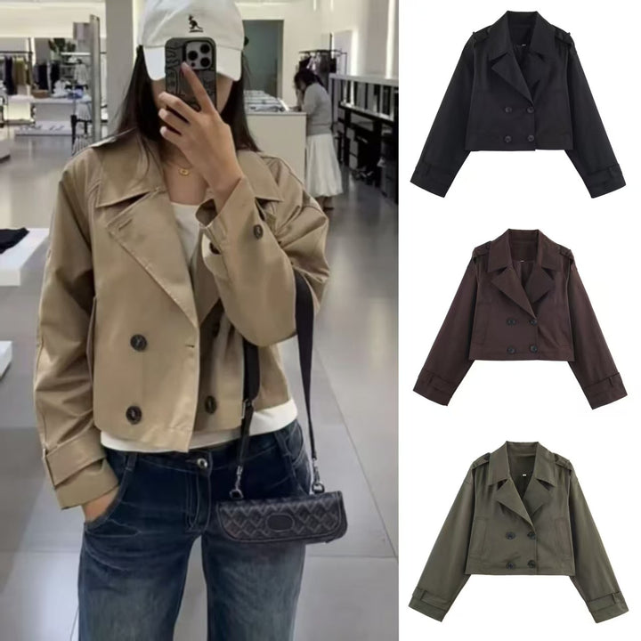 Damer mode kort trench coat jakke Stilla