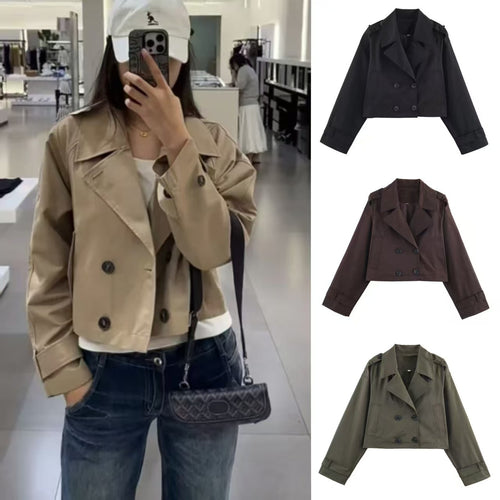 Damer mode kort trench coat jakke Stilla