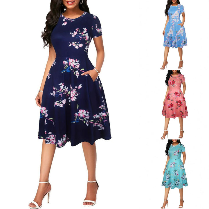 Dame Floral Elegant A-Linje Kjole Stilla