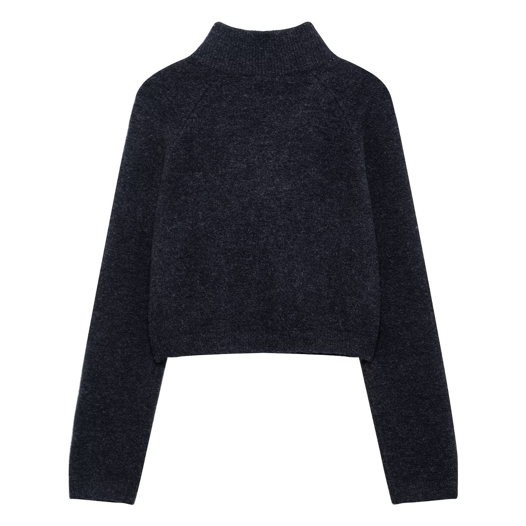 Dame Kort Zip-Up Pullover med Sidelommer Stilla