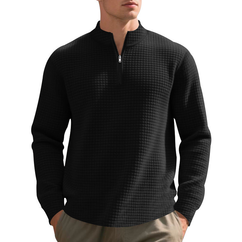 Herren fritid fleece sweater med moderne ståkrave og halv lynlås Stilla
