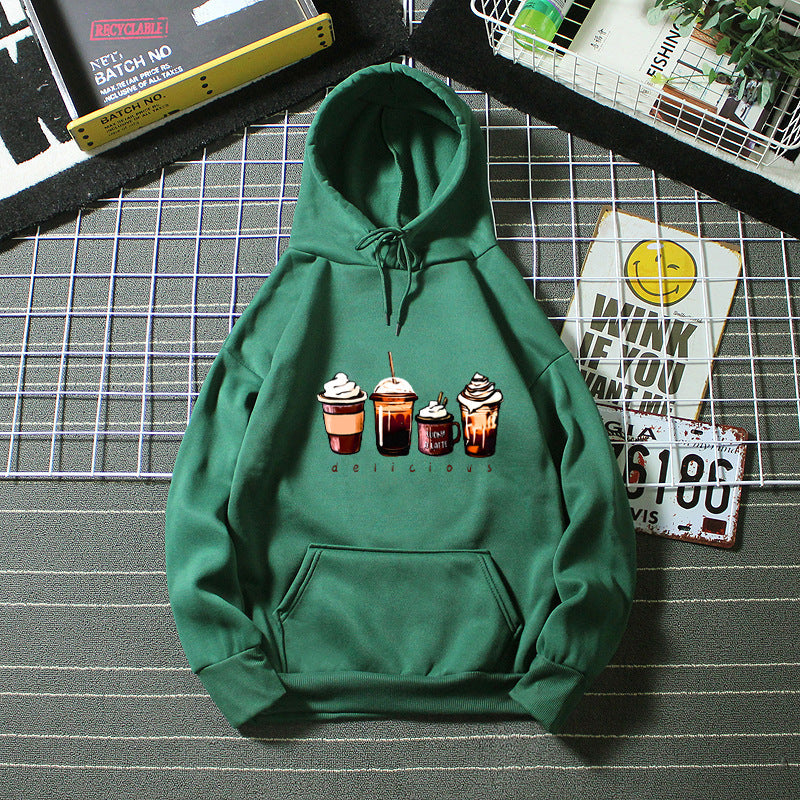 Dame hoodie med sødt drikkemotiv Skovae